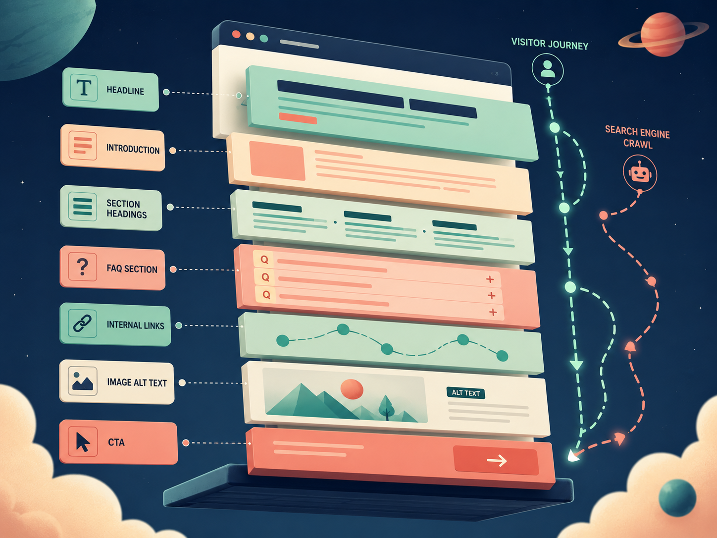 On-Page SEO Services improving headings, metadata, internal links and page structure