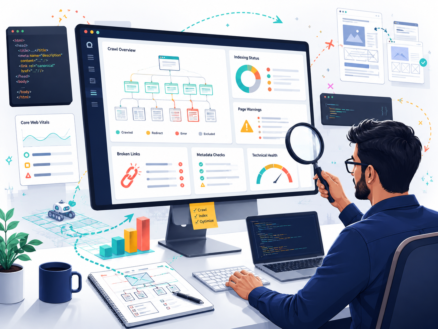Website crawl and indexing audit for technical SEO