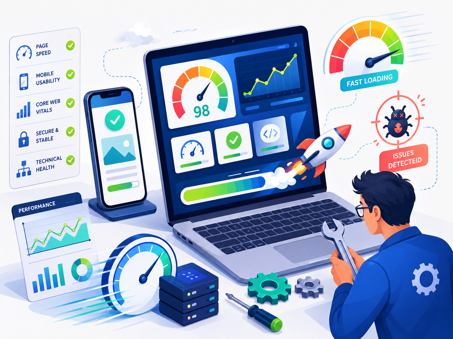 Website speed, mobile usability and technical SEO checks